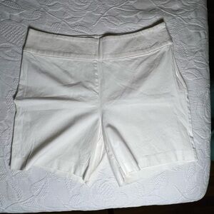 Boston Proper High Waist White Dress Shorts, side zipper closure